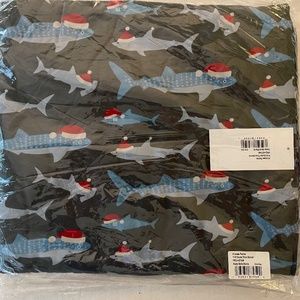 Kickee Pants Double Layered Throw Blanket in Pewter Santa Sharks